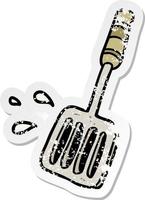 distressed sticker of a cartoon kitchen spatula vector