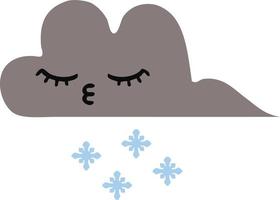 flat color retro cartoon storm snow cloud vector