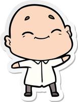 sticker of a happy cartoon bald man vector