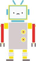 flat color retro cartoon robot vector