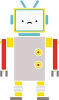 flat color retro cartoon robot vector