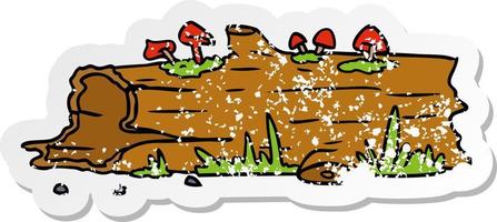 distressed sticker cartoon doodle of a tree log vector