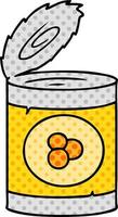 cartoon doodle of a can of peaches vector