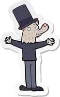 pegatina de un hombre lobo de dibujos animados con sombrero de copa vector