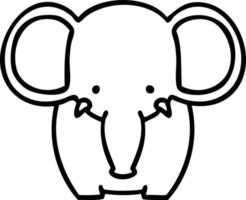 quirky line drawing cartoon elephant vector