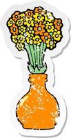 retro distressed sticker of a cartoon old glass vase vector