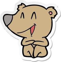 pegatina de una caricatura de oso riendo vector