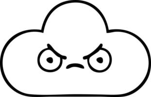 line drawing cartoon storm cloud vector