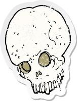 retro distressed sticker of a cartoon spooky skull vector