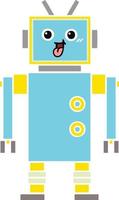 flat color retro cartoon robot vector