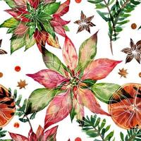 Christmas floral watercolor seamless pattern photo