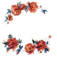 Blue and orange roses wreath in cottege folk trend photo