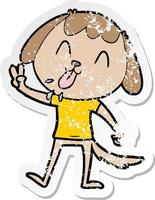 distressed sticker of a cute cartoon dog vector