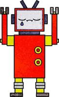 robot de dibujos animados de textura grunge retro vector