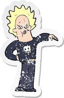 retro distressed sticker of a cartoon nasty boy vector