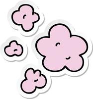 sticker of a quirky hand drawn cartoon clouds vector