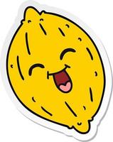 sticker cartoon of a happy lemon vector