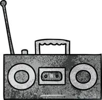 textured cartoon doodle of a retro cassette player vector