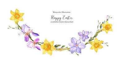 Decorative watercolor arc with spring flowers photo