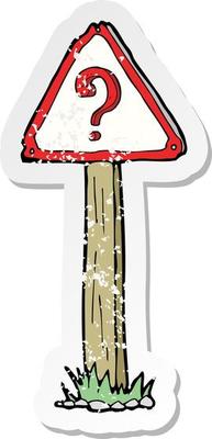 retro distressed sticker of a cartoon question mark sign