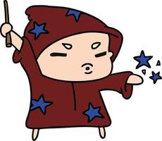 cartoon  cute kawaii wizard child vector