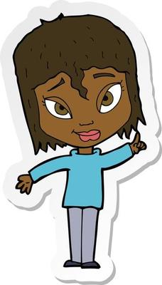 sticker of a cartoon woman with idea