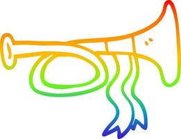rainbow gradient line drawing cartoon brass horn vector