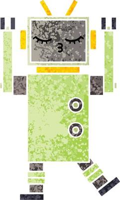 retro illustration style cartoon robot