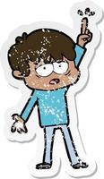 distressed sticker of a cartoon exhausted boy vector