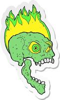 sticker of a cartoon scary skull vector