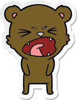 sticker of a angry cartoon bear vector