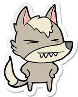 sticker of a angry wolf cartoon vector