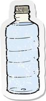 pegatina retro angustiada de una botella de agua de dibujos animados vector