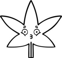 line drawing cartoon marijuana leaf vector