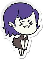 sticker of a annoyed cartoon vampire girl vector