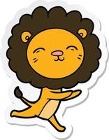 sticker of a cartoon running lion vector