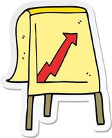 sticker of a cartoon business chart with arrow vector