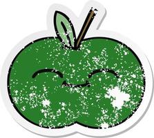 distressed sticker of a cute cartoon juicy apple vector