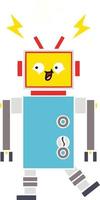 flat color retro cartoon robot vector