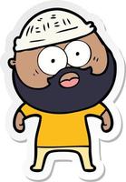 sticker of a cartoon bearded man vector