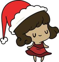 christmas cartoon of kawaii girl vector