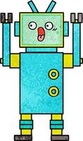 retro grunge texture cartoon robot vector