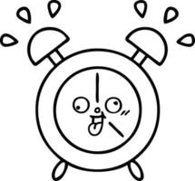 line drawing cartoon alarm clock vector