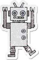 distressed sticker of a cute cartoon dancing robot vector