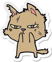 sticker of a tough cartoon cat vector