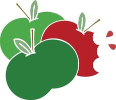 flat color retro cartoon juicy apple vector