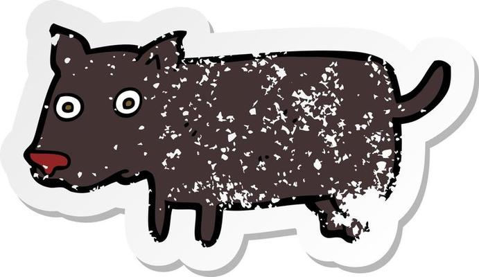 retro distressed sticker of a cartoon little dog
