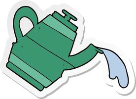 sticker of a cartoon kettle vector