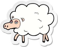 sticker of a cartoon sheep vector