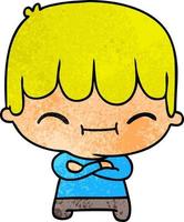 textured cartoon of kawaii cute boy vector